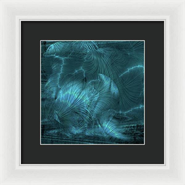 I gOt Memories Blue Metallic Abstract - Framed Print