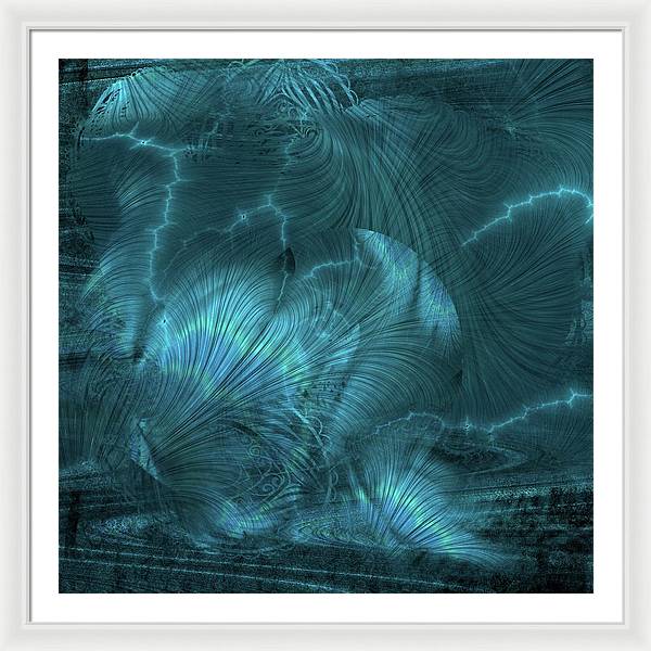 I gOt Memories Blue Metallic Abstract - Framed Print
