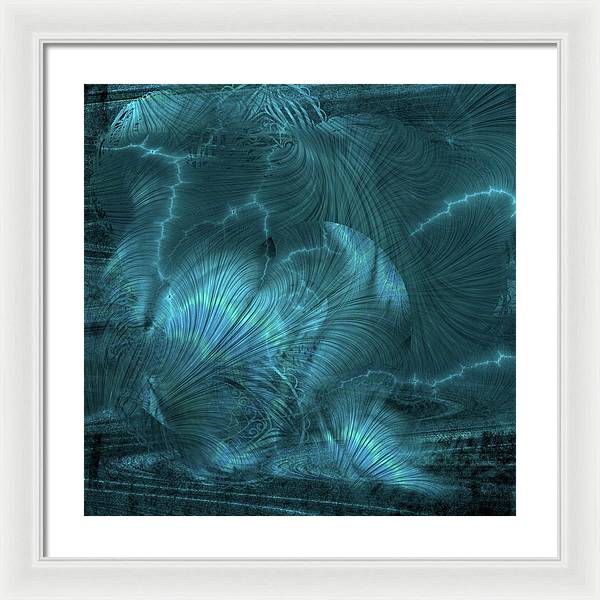 I gOt Memories Blue Metallic Abstract - Framed Print