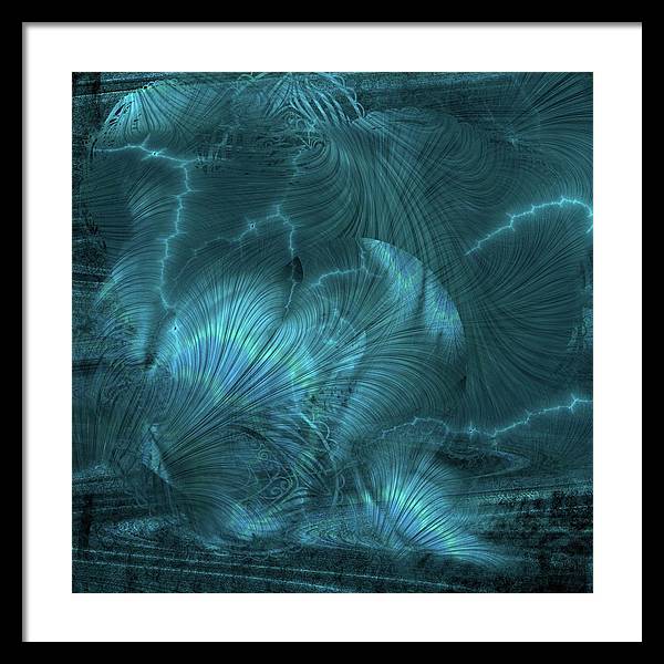 I gOt Memories Blue Metallic Abstract - Framed Print