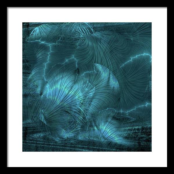 I gOt Memories Blue Metallic Abstract - Framed Print