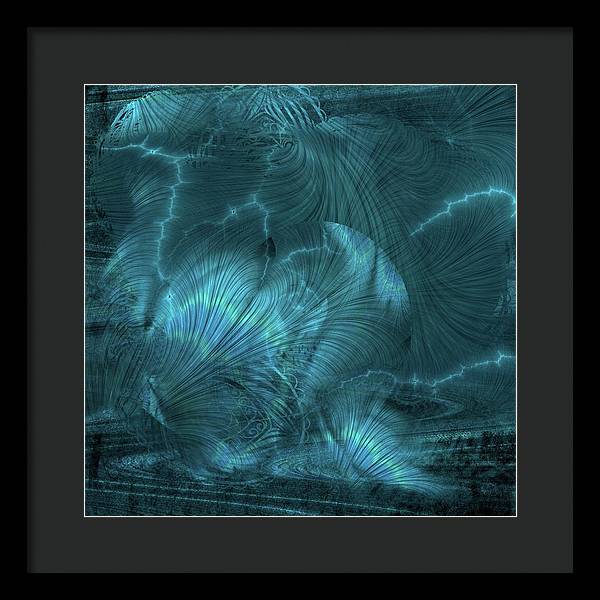 I gOt Memories Blue Metallic Abstract - Framed Print