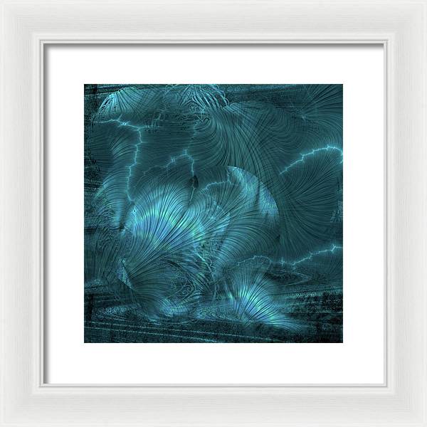 I gOt Memories Blue Metallic Abstract - Framed Print