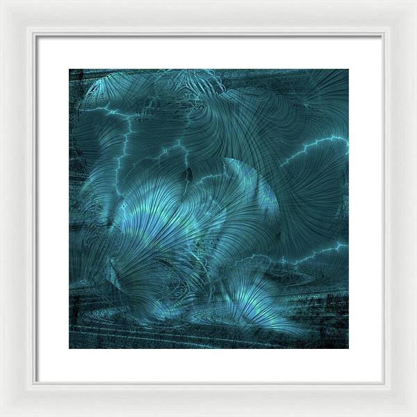 I gOt Memories Blue Metallic Abstract - Framed Print