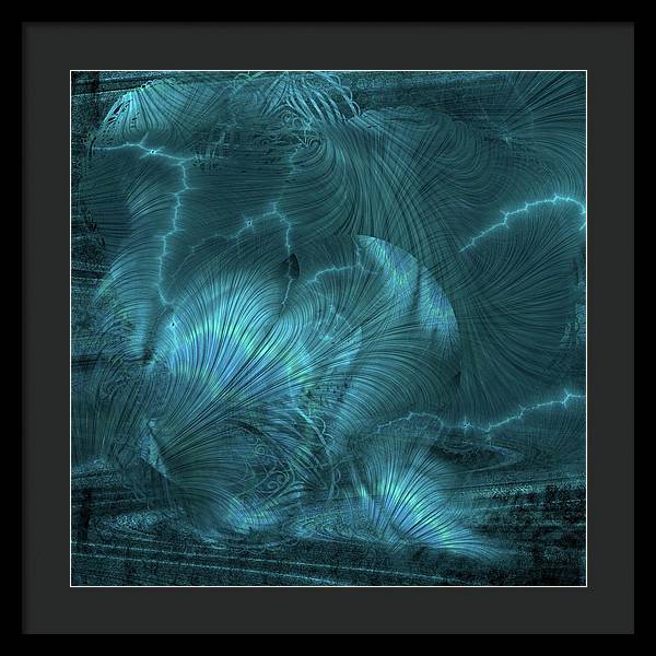 I gOt Memories Blue Metallic Abstract - Framed Print