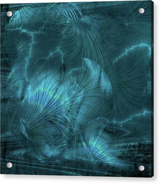 I gOt Memories Blue Metallic Abstract - Acrylic Print