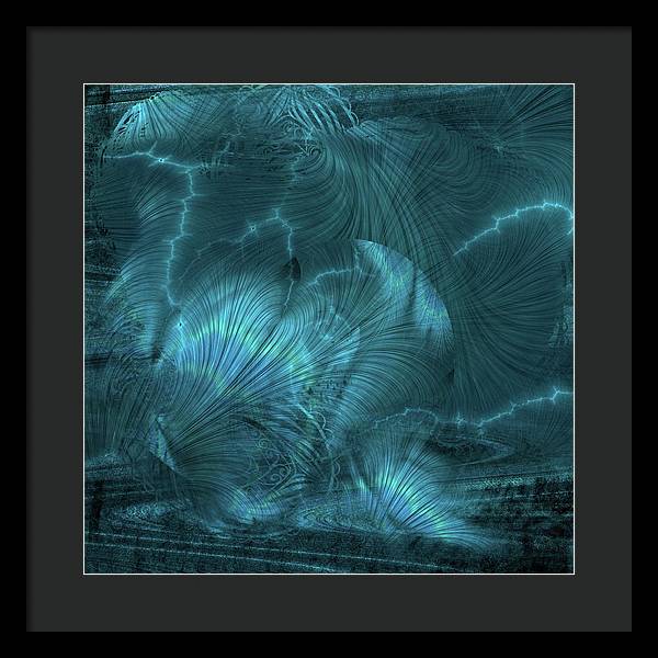 I gOt Memories Blue Metallic Abstract - Framed Print