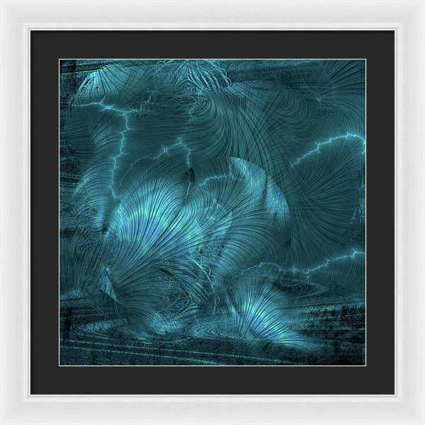 I gOt Memories Blue Metallic Abstract - Framed Print