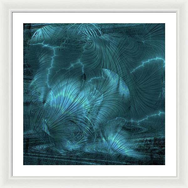 I gOt Memories Blue Metallic Abstract - Framed Print
