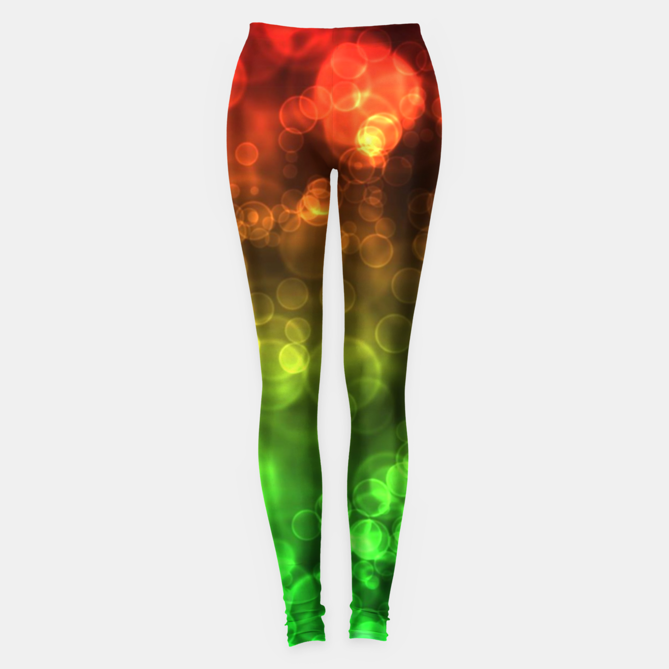 Red Green Bokeh Light Bubbles Leggings