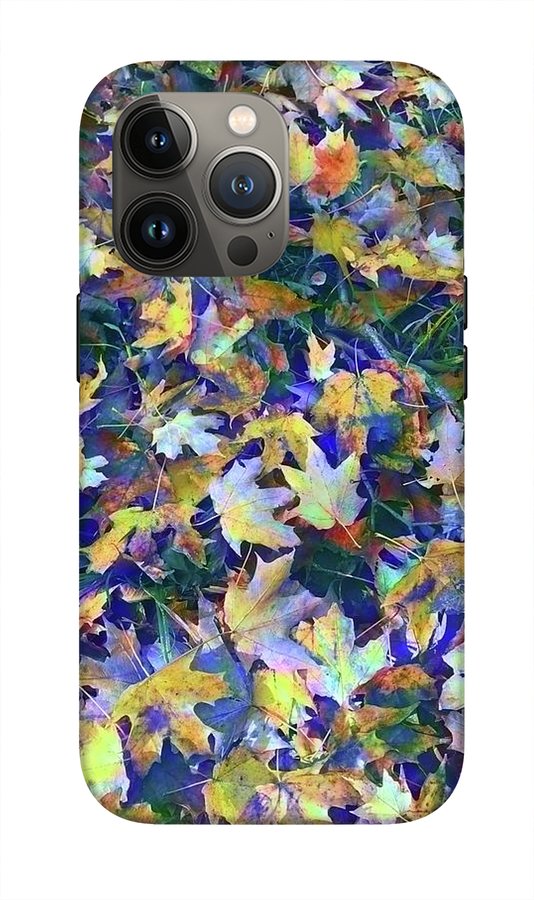 Late Fall Leaves in Blue - Phone Case