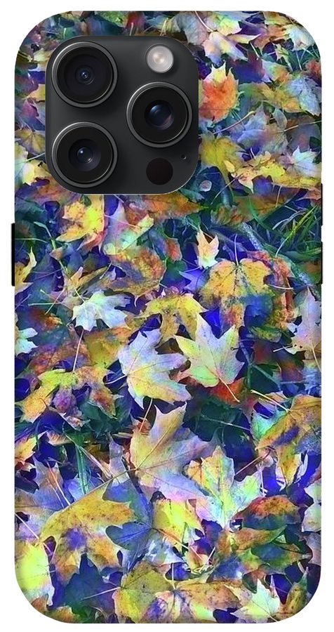 Late Fall Leaves in Blue - Phone Case
