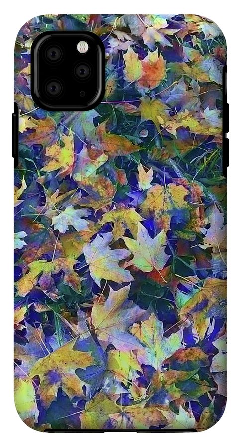 Late Fall Leaves in Blue - Phone Case