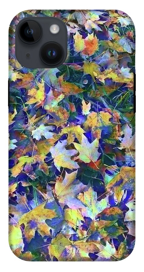 Late Fall Leaves in Blue - Phone Case