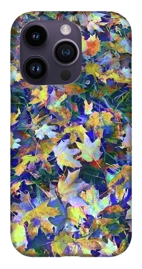 Late Fall Leaves in Blue - Phone Case