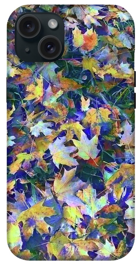 Late Fall Leaves in Blue - Phone Case