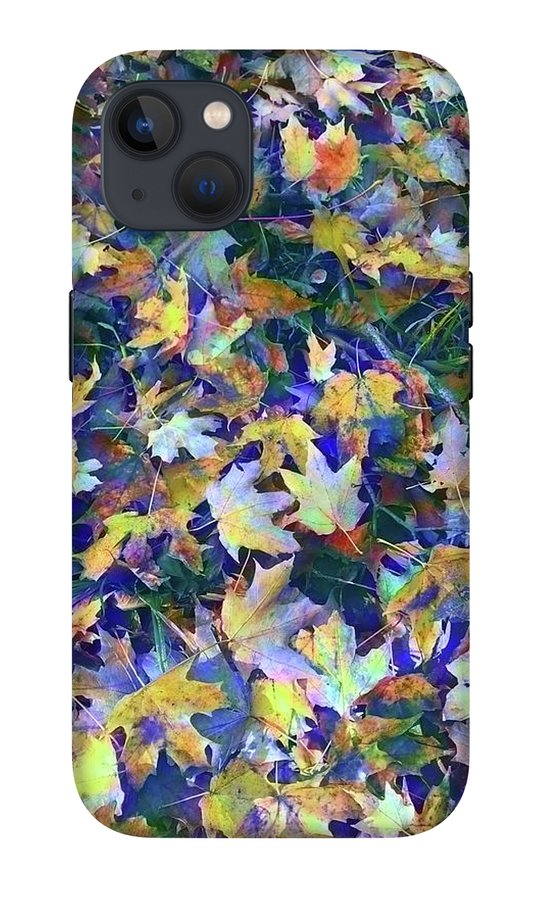 Late Fall Leaves in Blue - Phone Case