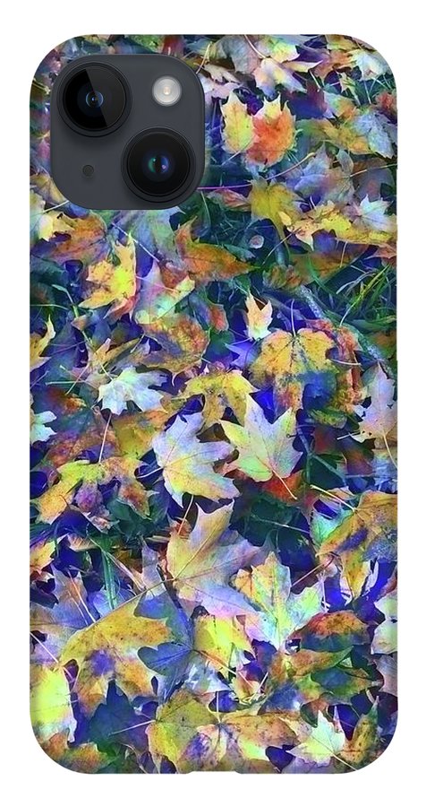 Late Fall Leaves in Blue - Phone Case