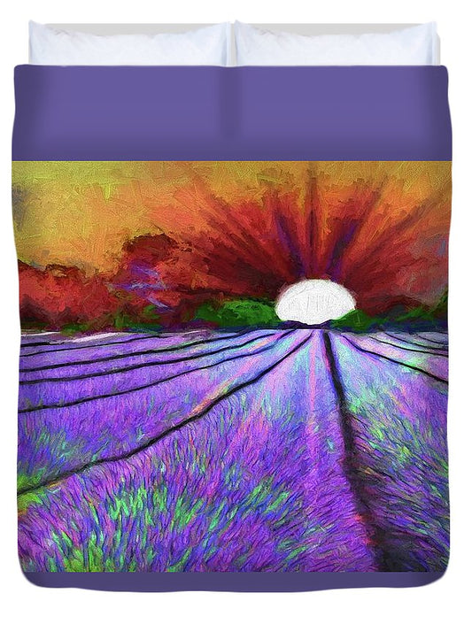 Lavender Field Sunrise - Duvet Cover