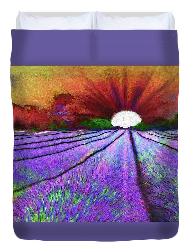 Lavender Field Sunrise - Duvet Cover