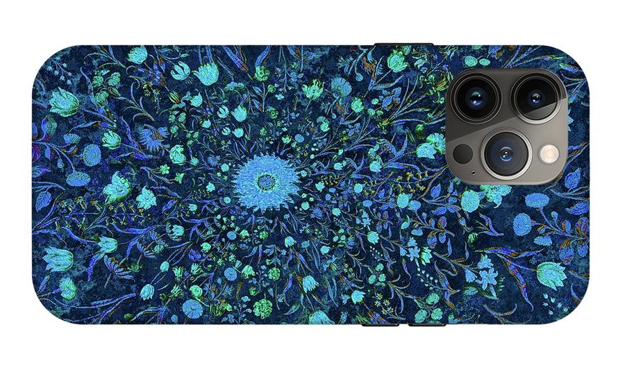 Light Blue Medieval Flowers - Phone Case