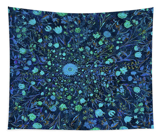 Light Blue Medieval Flowers - Tapestry