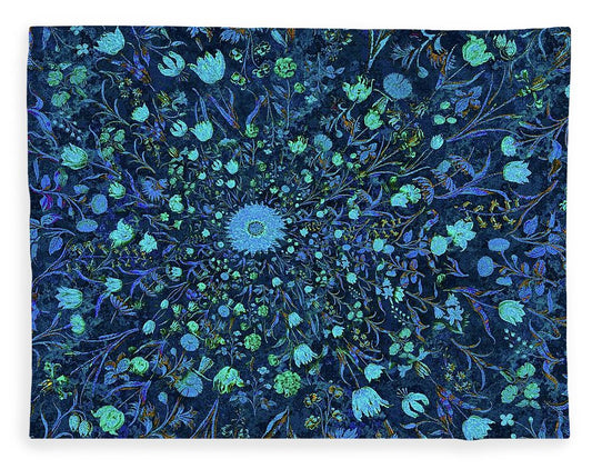 Light Blue Medieval Flowers - Blanket