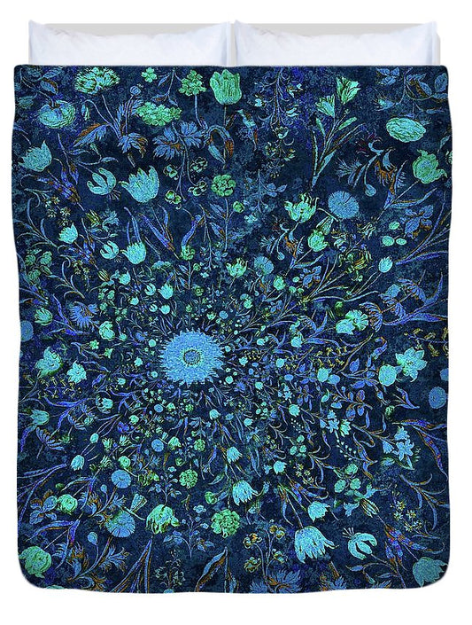 Light Blue Medieval Flowers - Duvet Cover