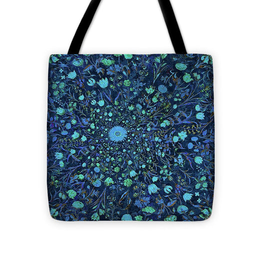 Light Blue Medieval Flowers - Tote Bag
