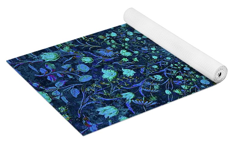 Light Blue Medieval Flowers - Yoga Mat