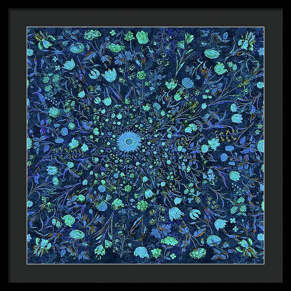 Light Blue Medieval Flowers - Framed Print