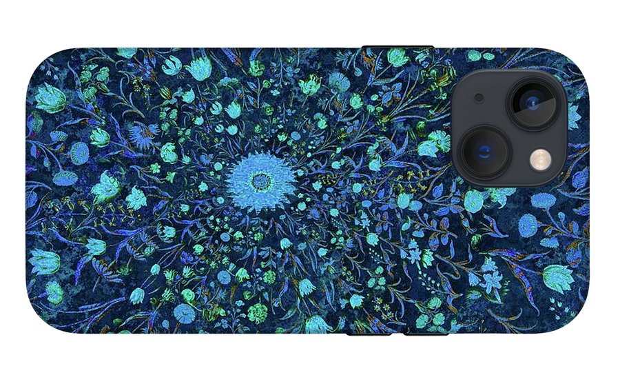 Light Blue Medieval Flowers - Phone Case