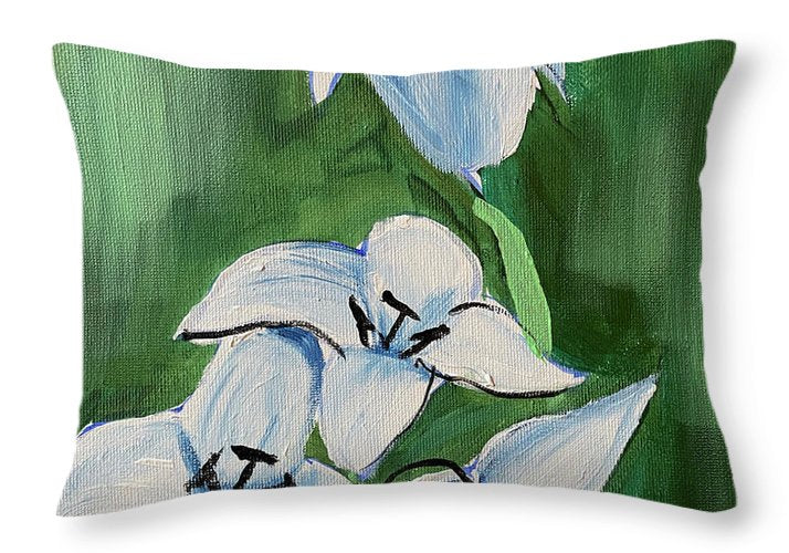 Lilies In Blue - Throw Pillow