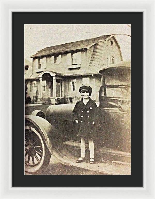 Little 1920s Girl With Car - Framed Print