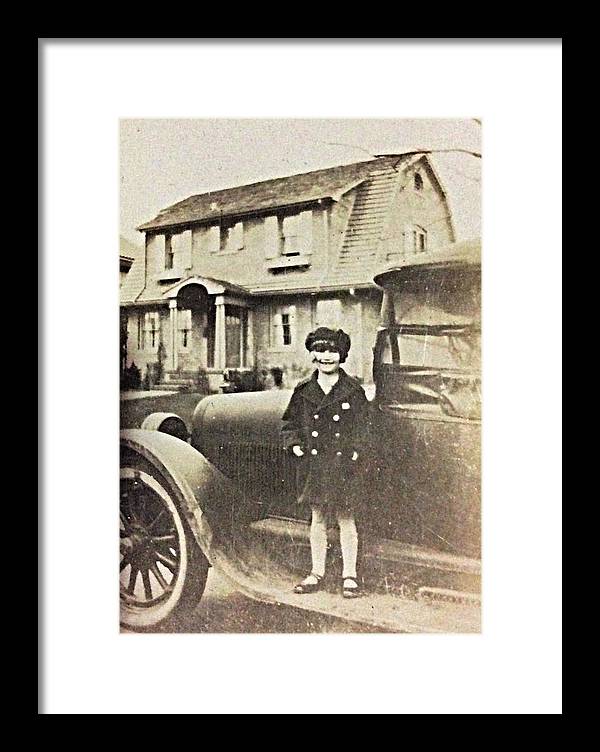 Little 1920s Girl With Car - Framed Print