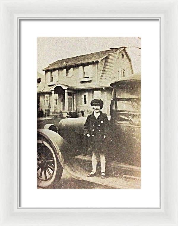 Little 1920s Girl With Car - Framed Print