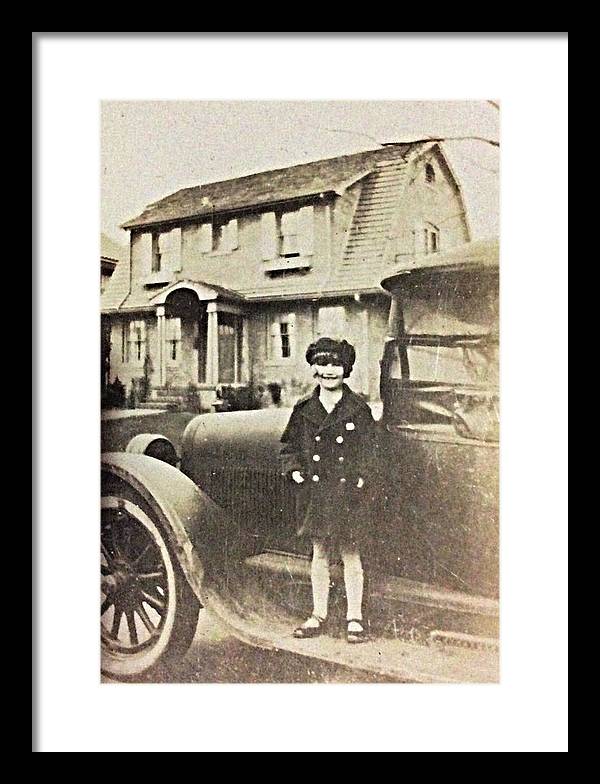 Little 1920s Girl With Car - Framed Print