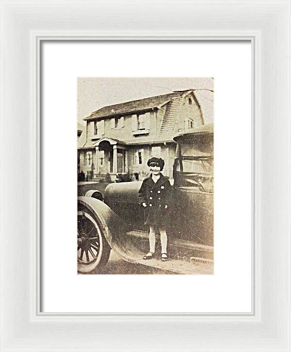 Little 1920s Girl With Car - Framed Print