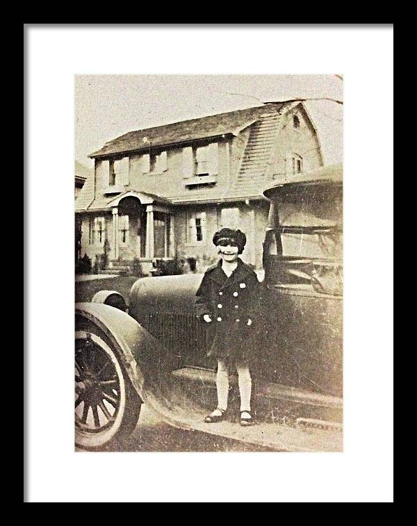Little 1920s Girl With Car - Framed Print