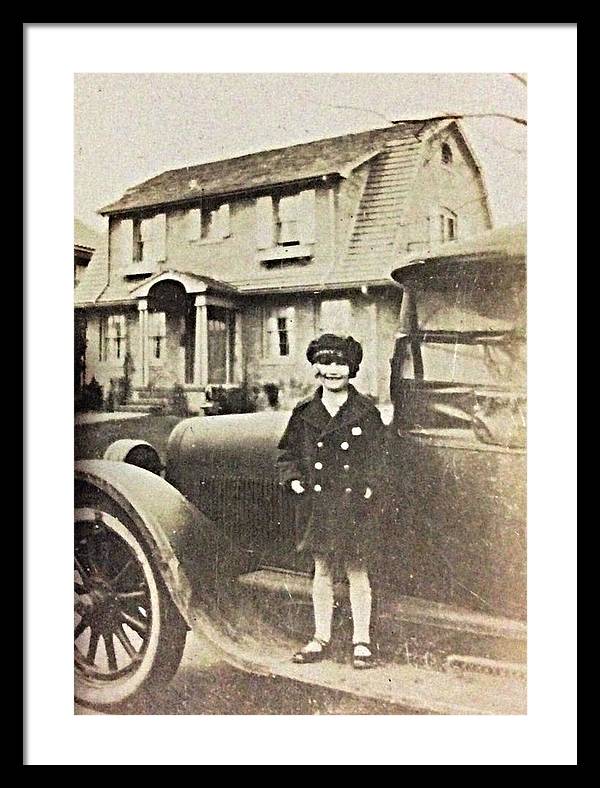 Little 1920s Girl With Car - Framed Print