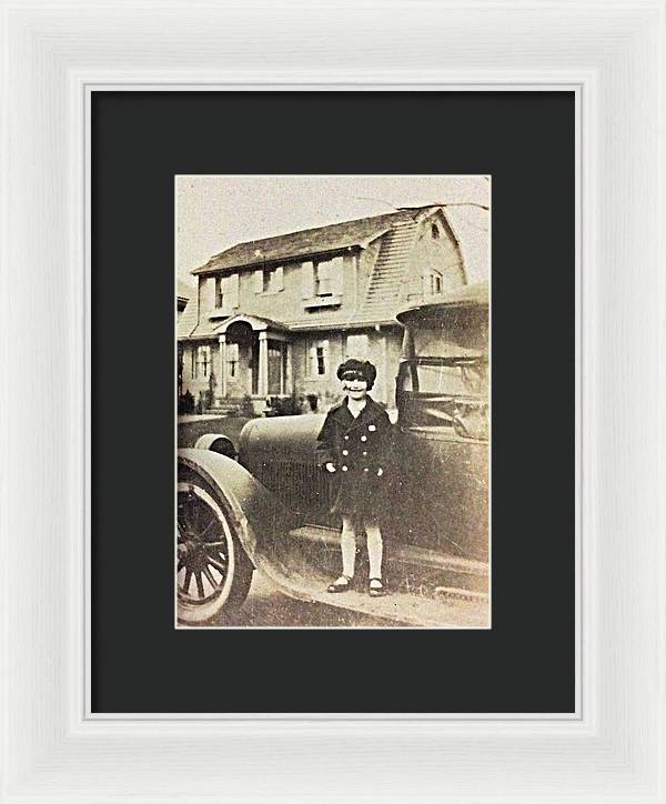 Little 1920s Girl With Car - Framed Print