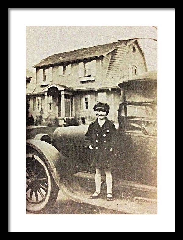 Little 1920s Girl With Car - Framed Print