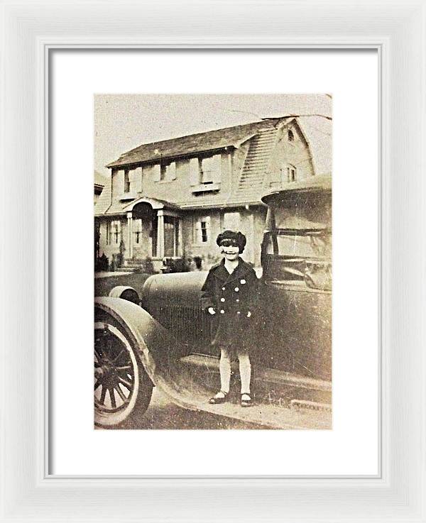 Little 1920s Girl With Car - Framed Print