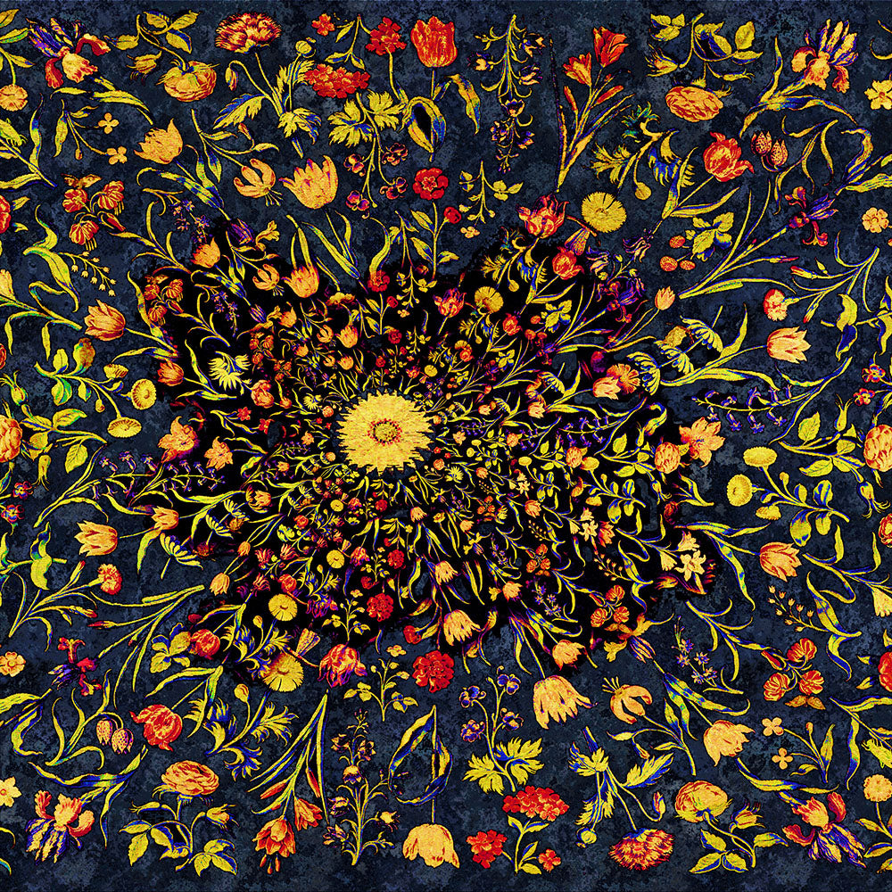 Medieval Flowers on Blue Digital Image Download