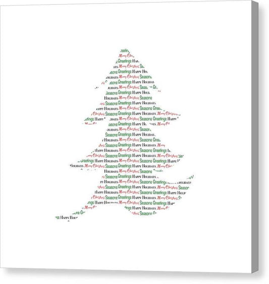 Merry Christmas Tree Text Art - Canvas Print
