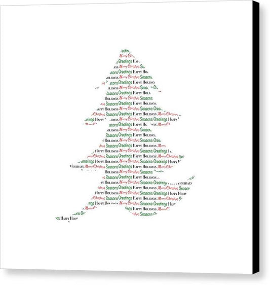 Merry Christmas Tree Text Art - Canvas Print