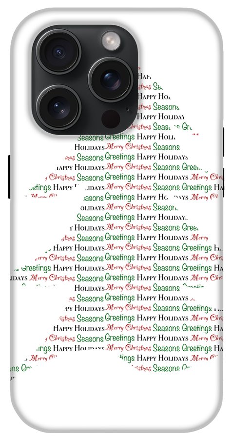 Merry Christmas Tree Text Art - Phone Case