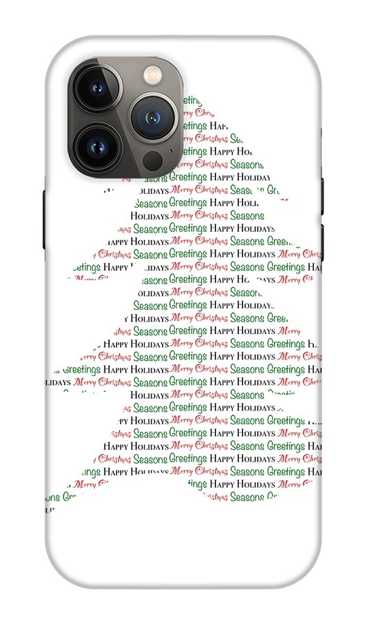 Merry Christmas Tree Text Art - Phone Case