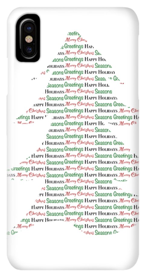 Merry Christmas Tree Text Art - Phone Case
