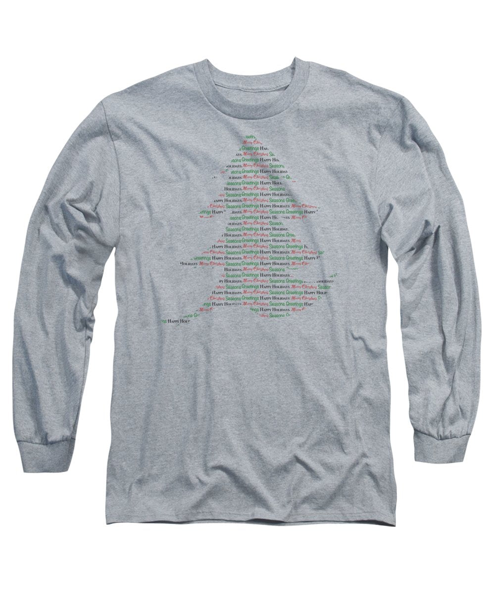 Merry Christmas Tree Text Art - Long Sleeve T-Shirt